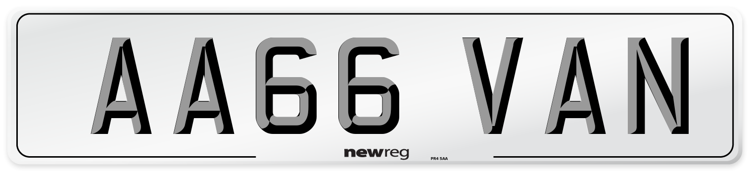 AA66 VAN Number Plate from New Reg
